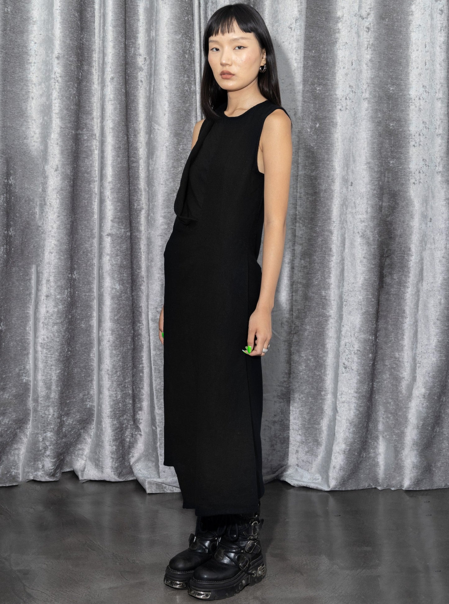 ANN DEMEULEMEESTER BLACK WOOL DRESS - F/W 2015