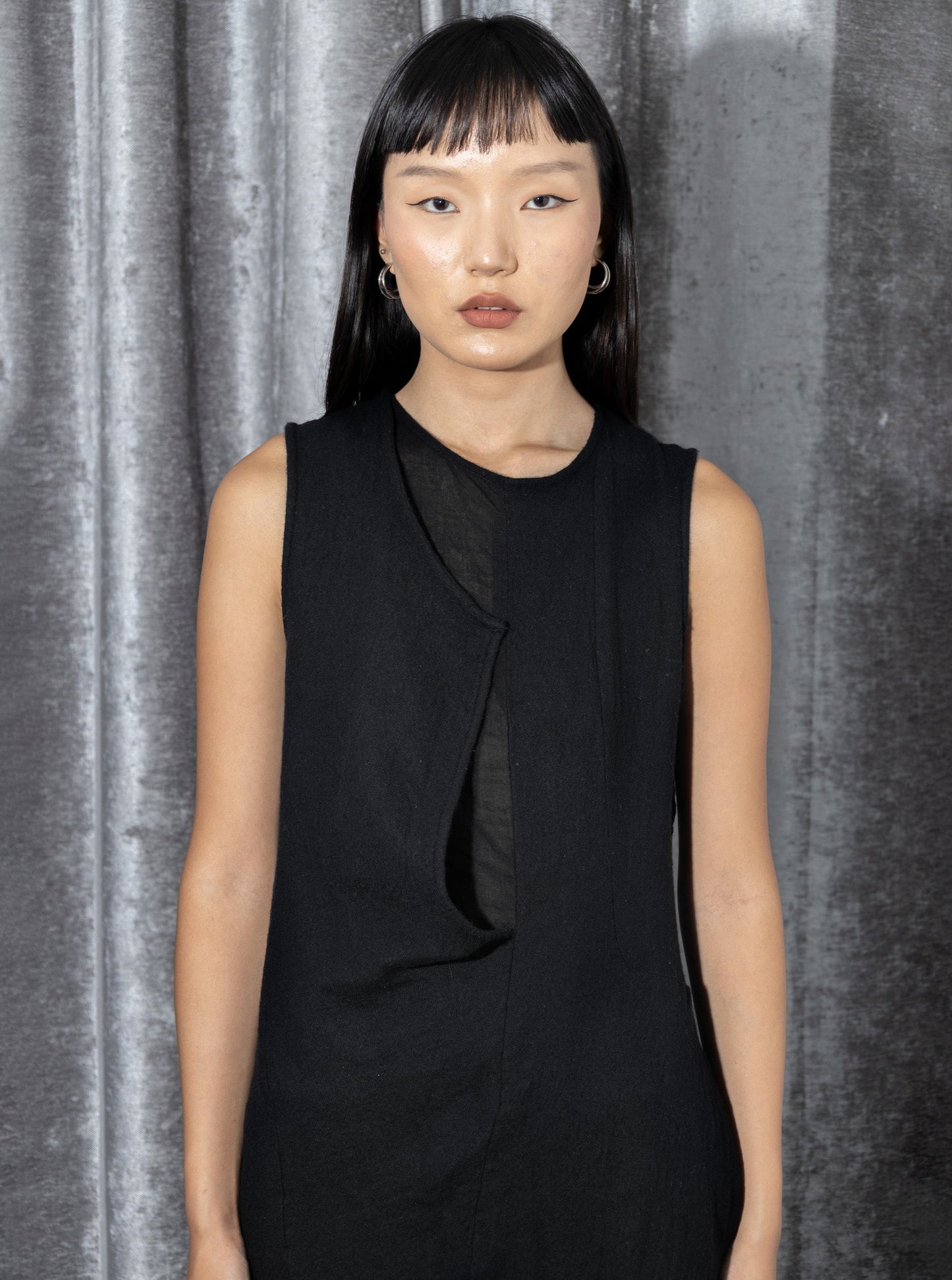 ANN DEMEULEMEESTER BLACK WOOL DRESS - F/W 2015