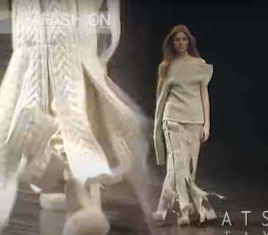 ATSURO TAYAMA SKIRT WITH BRAIDED WOOL STRIPS - F/W 1999