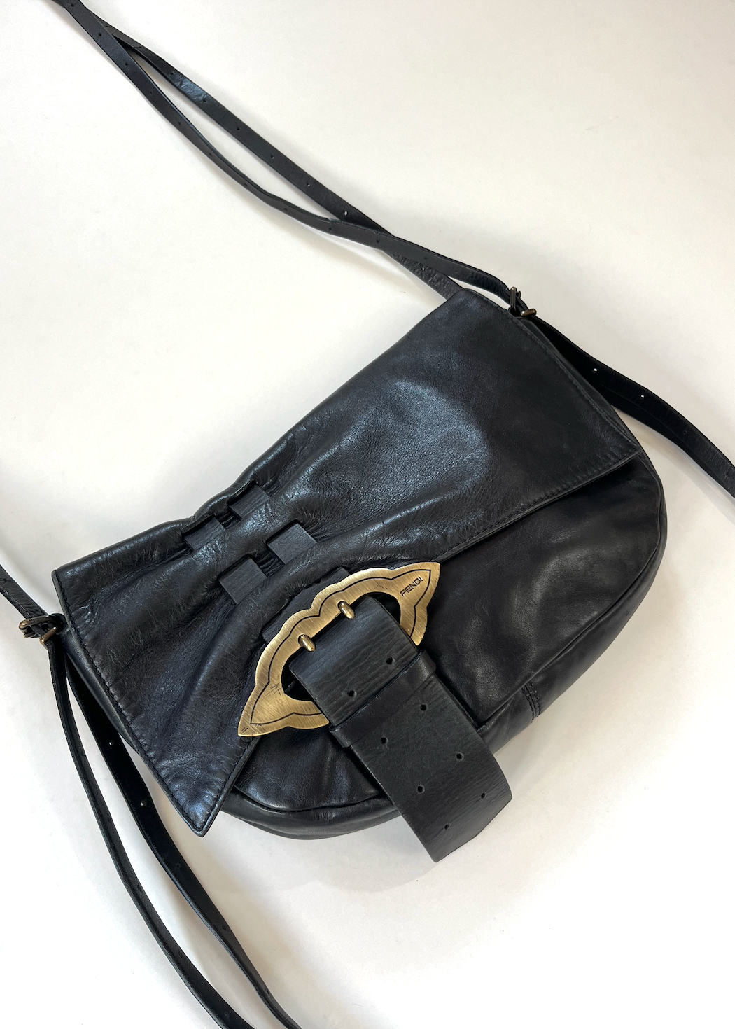 FENDI LEATHER BAG WITH HANGING STRAPS - S/S 2002