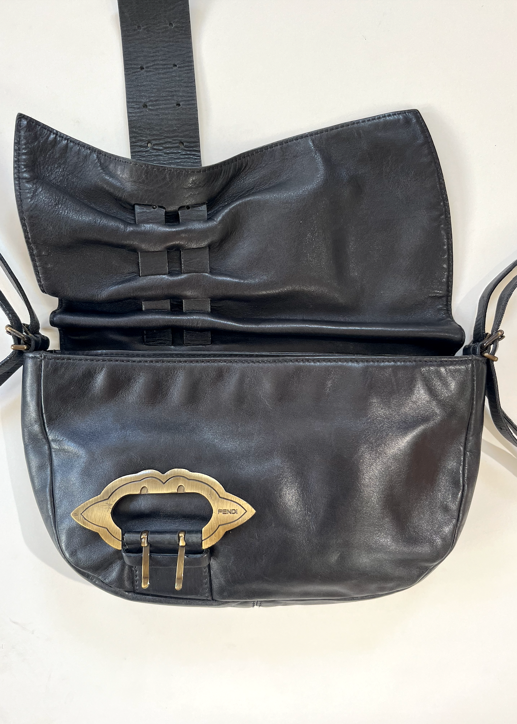 FENDI LEATHER BAG WITH HANGING STRAPS - S/S 2002