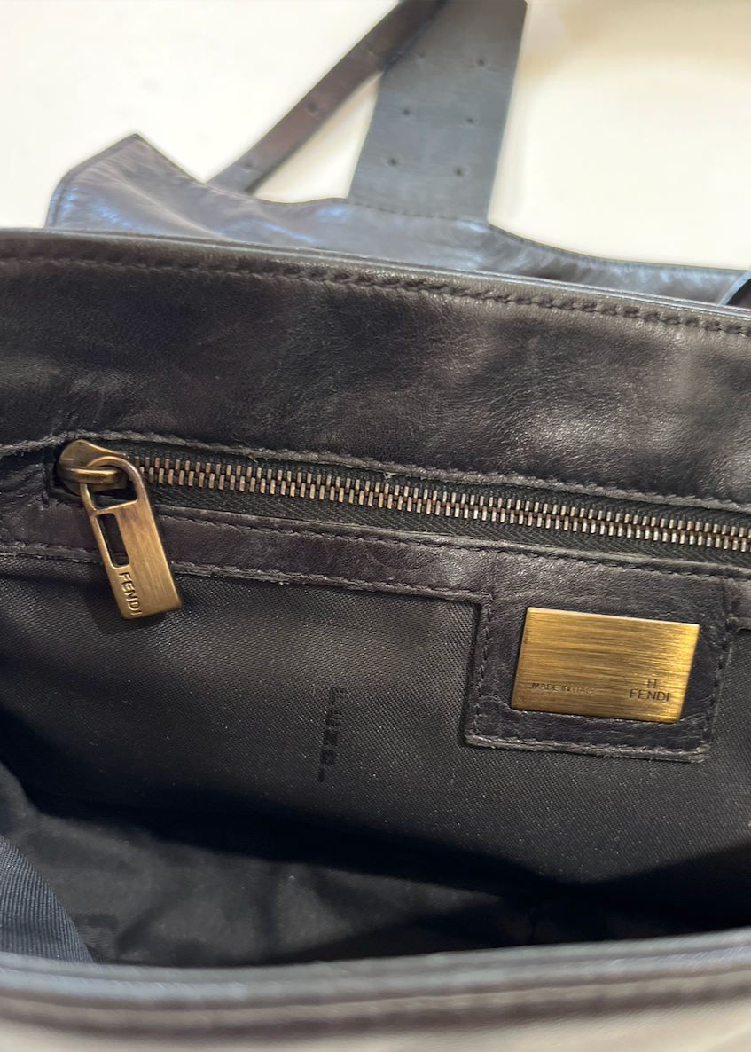 FENDI LEATHER BAG WITH HANGING STRAPS - S/S 2002