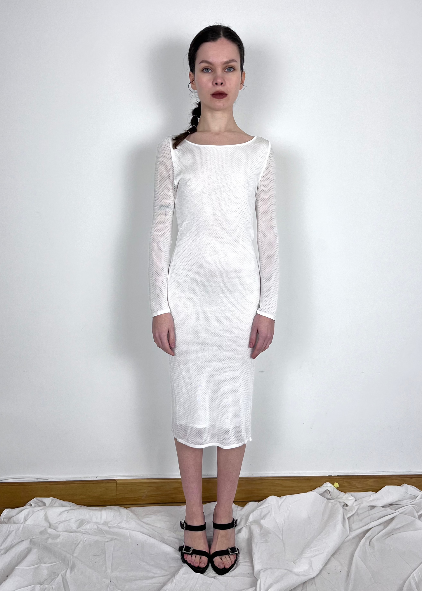 GUCCI WHITE JERSEY MESH DRESS - S/S 2000