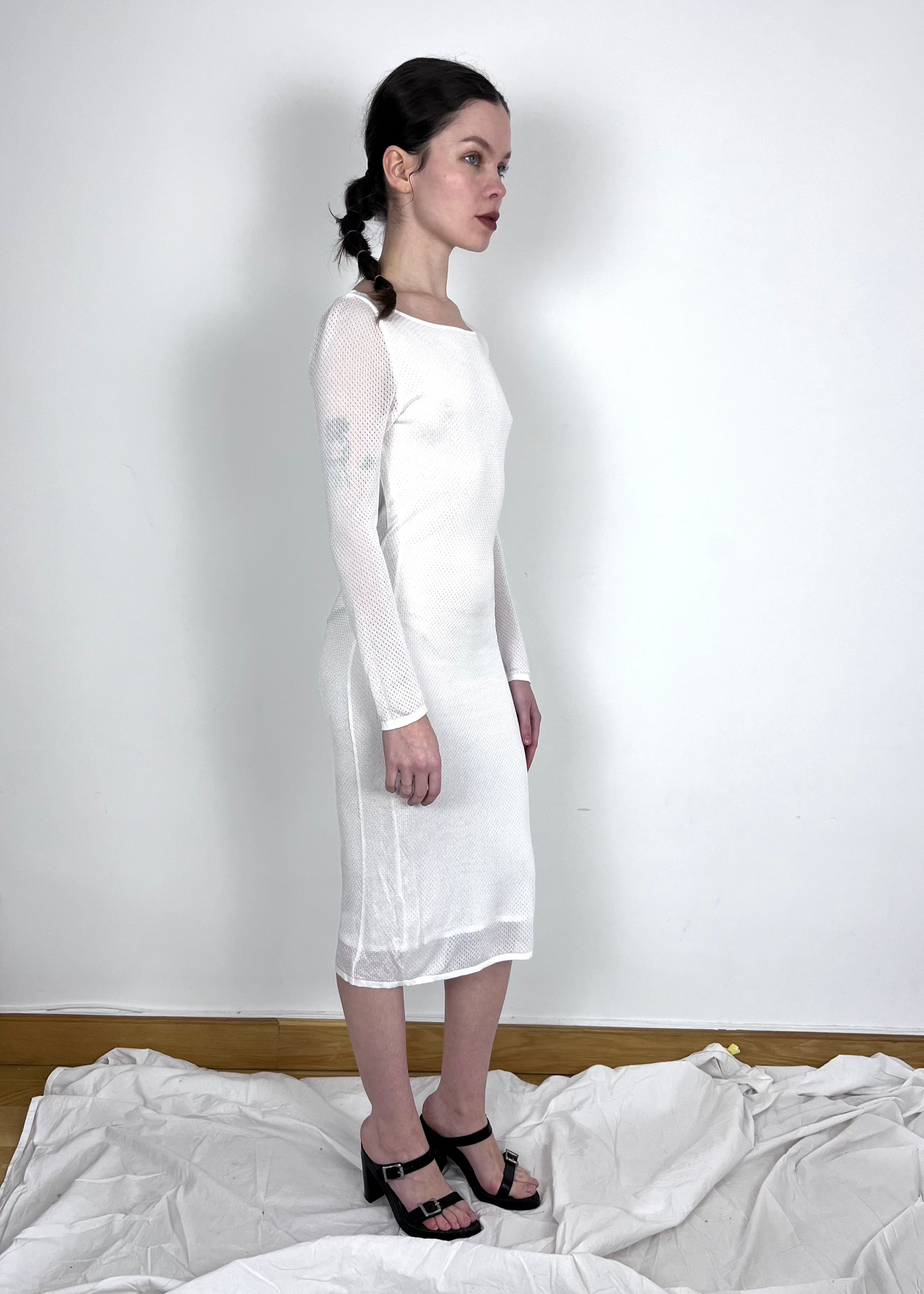 GUCCI WHITE JERSEY MESH DRESS - S/S 2000