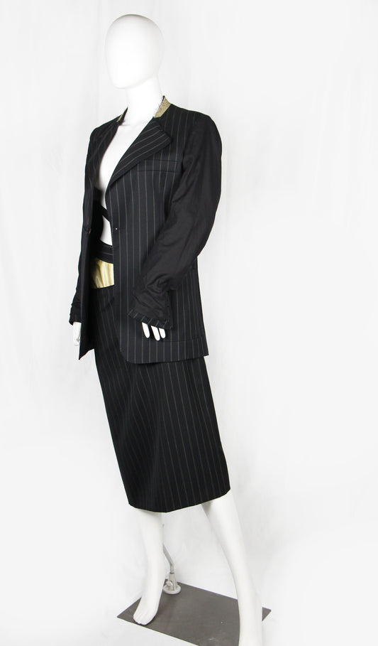 MAISON MARTIN MARGIELA PINSTRIPE SUIT WITH VISIBLE LINING - F/W 2003