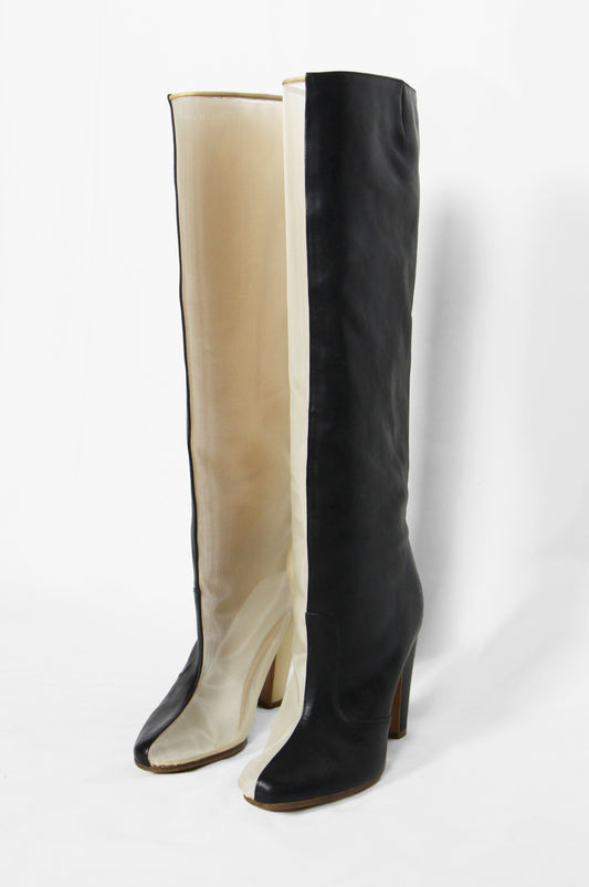 MAISON MARTIN MARGIELA HALF MESH HALF LEATHER BOOTS - S/S 2008