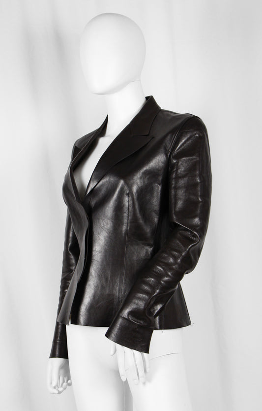 ON HOLD - DO NOT BUY - GUCCI BY TOM FORD BROWN LEATHER BLAZER - S/S 1998