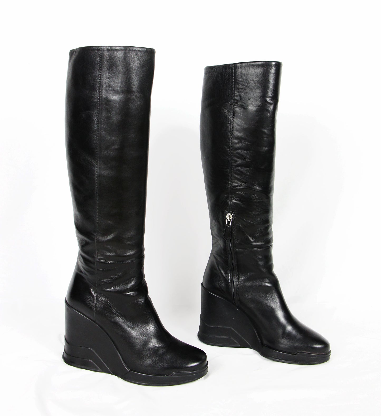 PRADA BLACK WEDGE BOOTS - F/W 2014