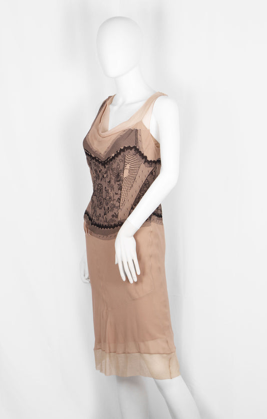 DIOR BY JOHN GALLIANO PRINTED LACE DRESS - S/S 2006