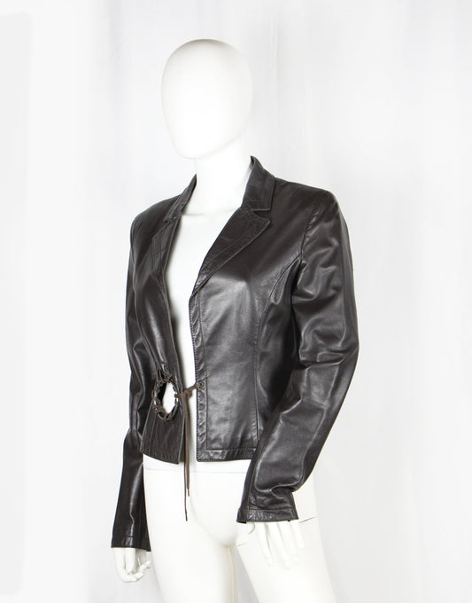 DIRK BIKKEMBERGS BROWN LEATHER JACKET - S/S 2003