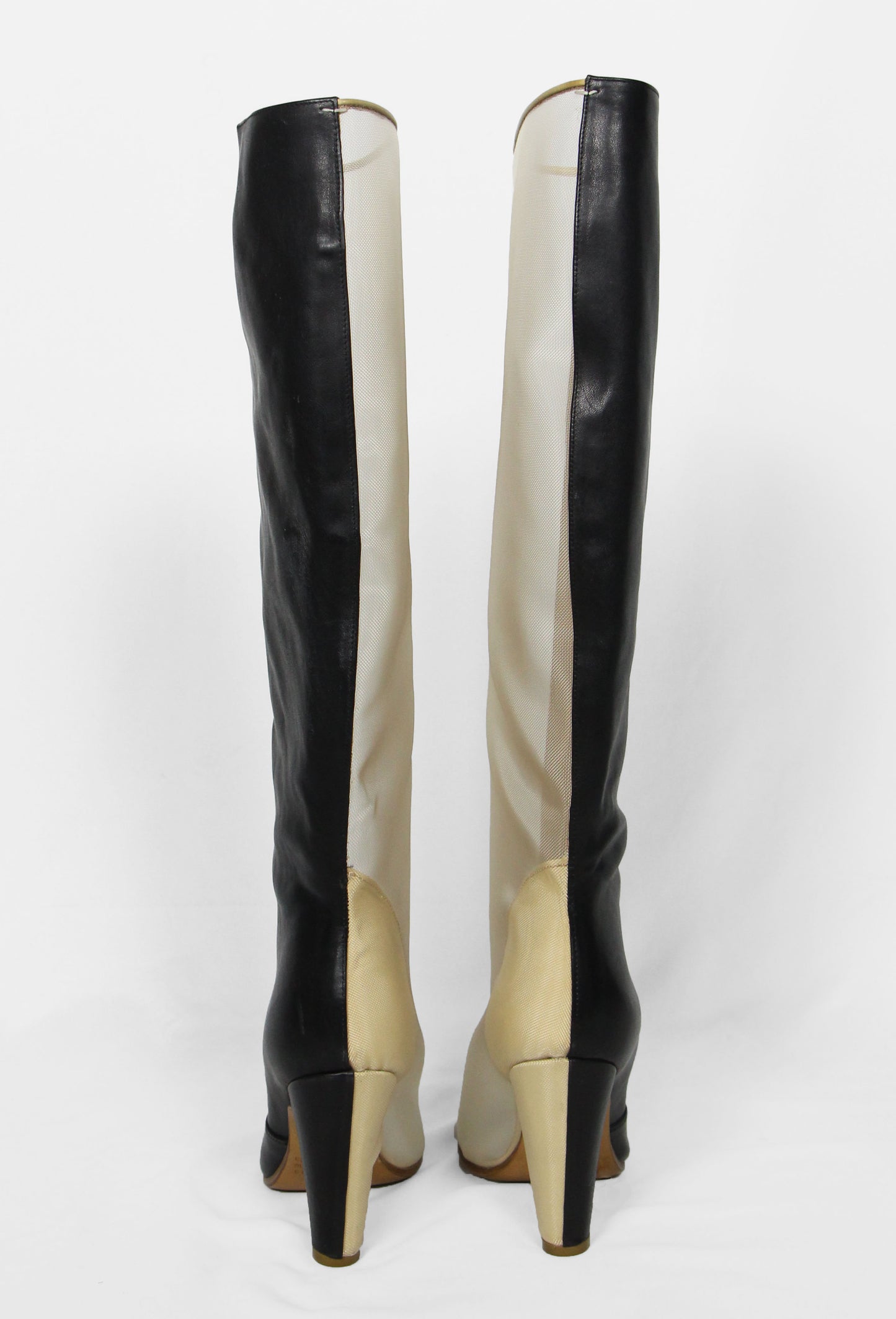 MAISON MARTIN MARGIELA HALF MESH HALF LEATHER BOOTS - S/S 2008