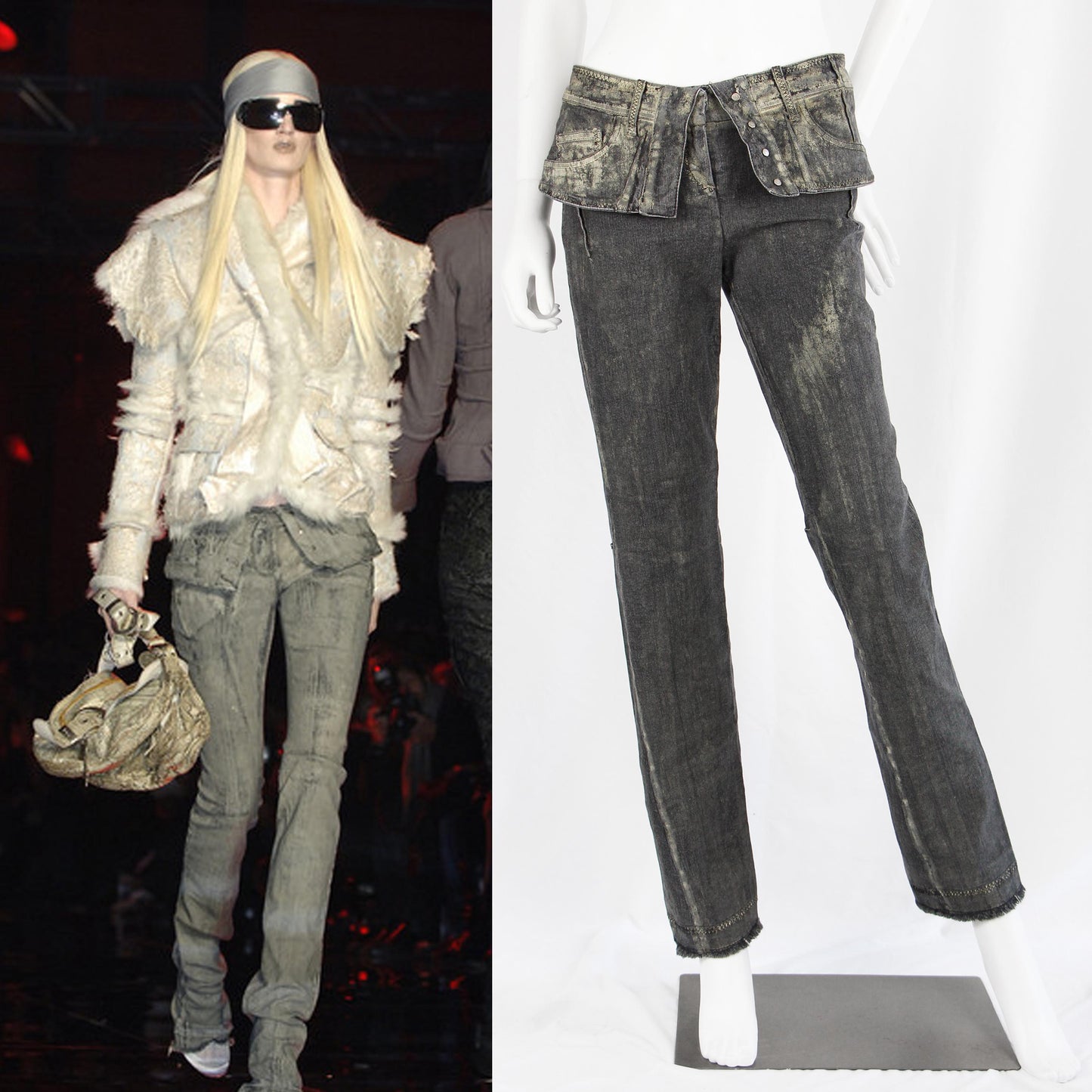 DIOR BY JOHN GALLIANO DENIM PANTS WITH GOLD WAX - F/W 2006