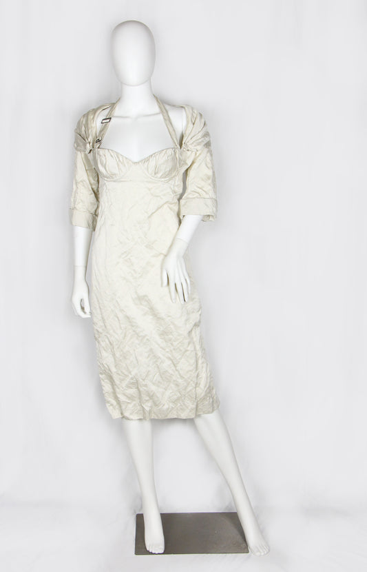 PRADA OFF-WHITE CRINKLED DRESS - S/S 2009