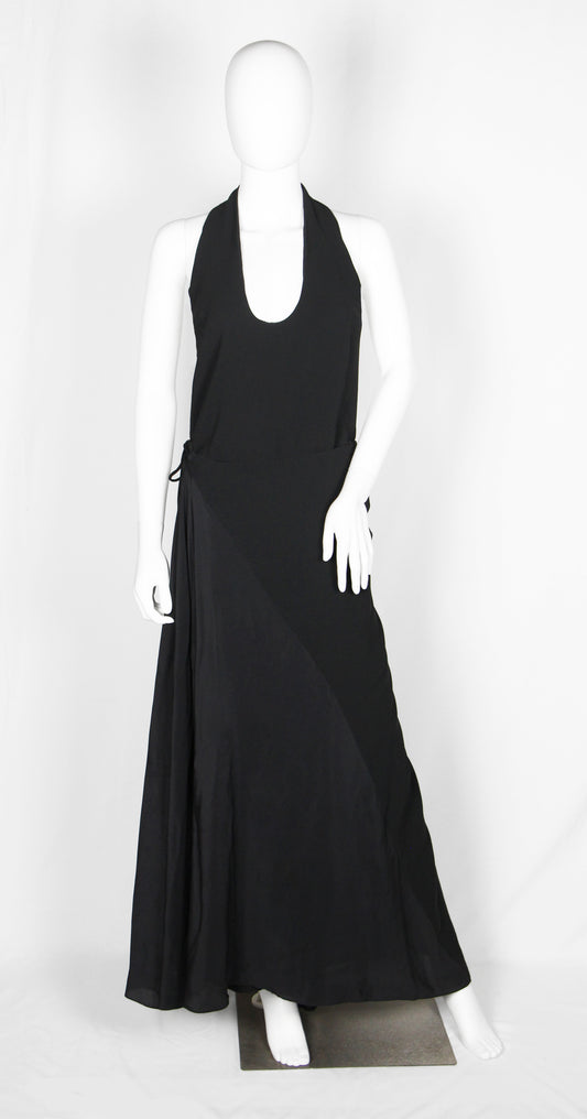 HAIDER ACKERMANN BLACK HALTER WRAP DRESS