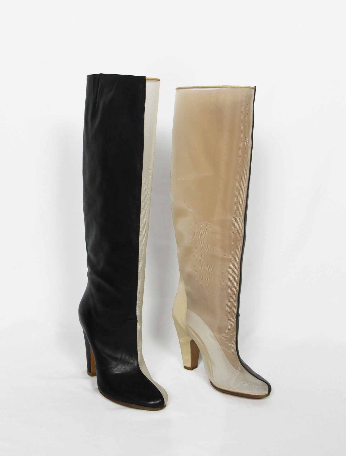MAISON MARTIN MARGIELA HALF MESH HALF LEATHER BOOTS - S/S 2008