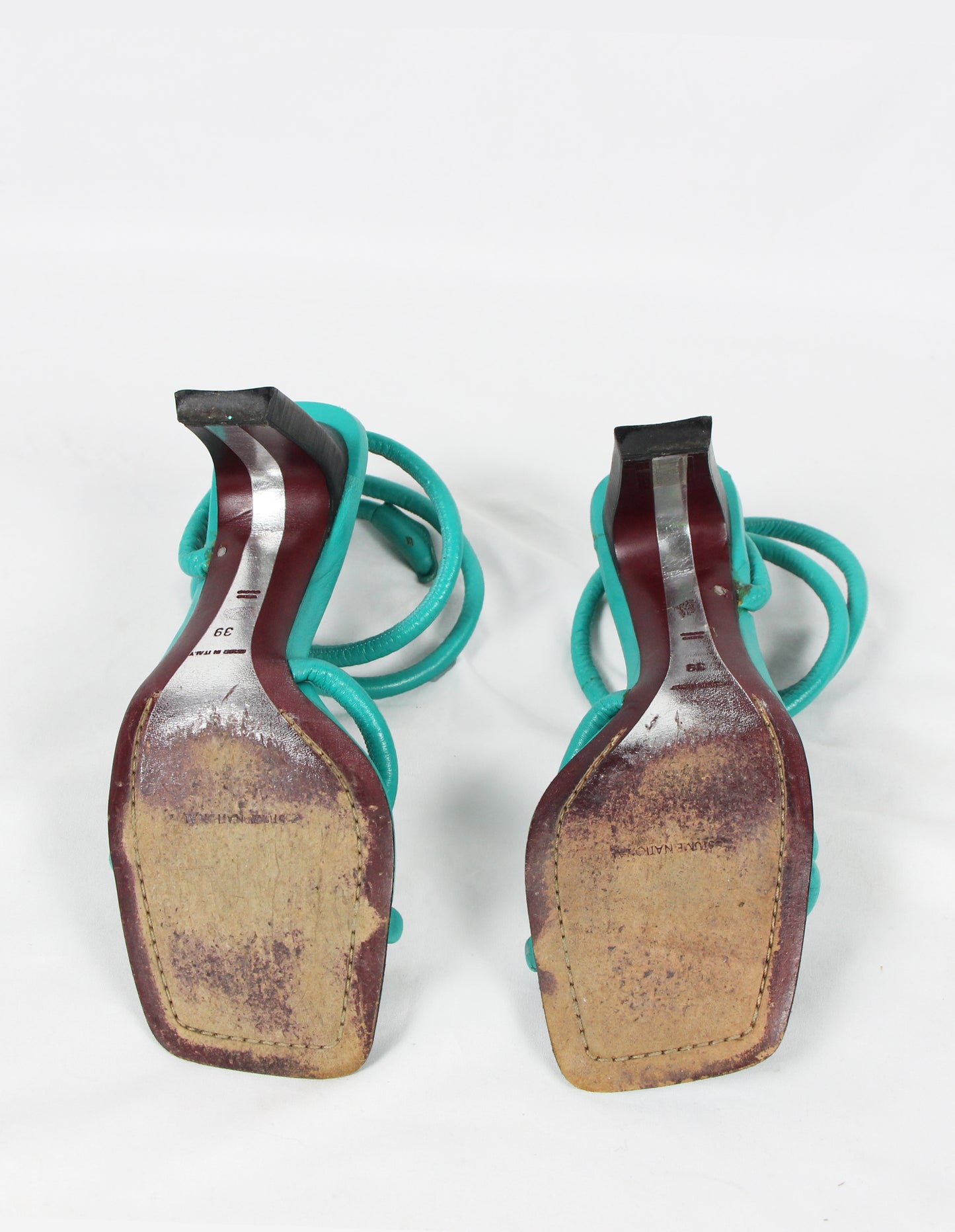 COSTUME NATIONAL TURQUOISE SPIRAL HEELS - S/S 2000
