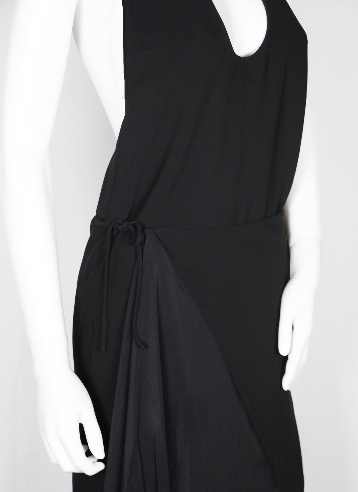 HAIDER ACKERMANN BLACK HALTER WRAP DRESS