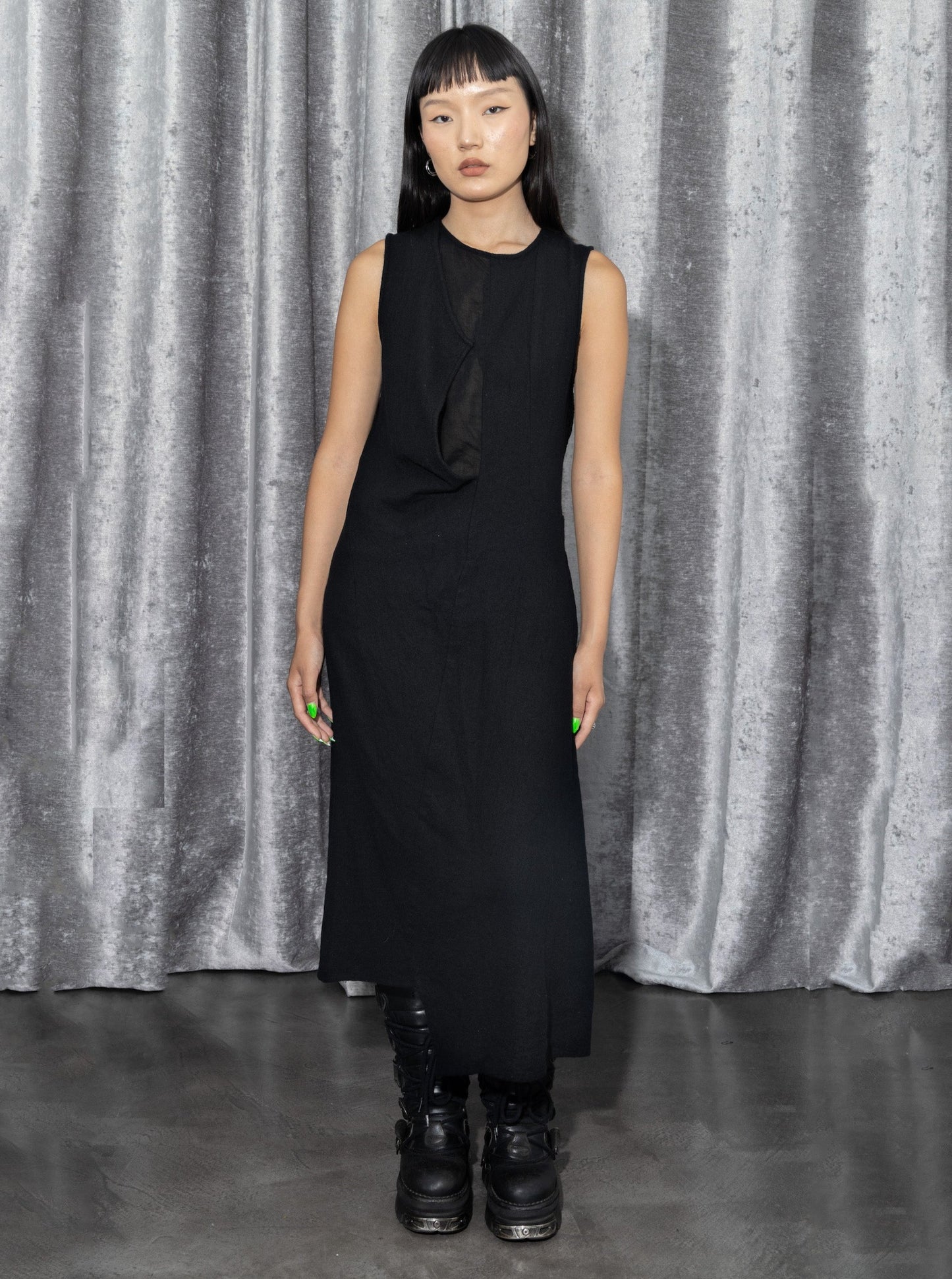 ANN DEMEULEMEESTER BLACK WOOL DRESS - F/W 2015