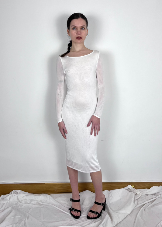 GUCCI WHITE JERSEY MESH DRESS - S/S 2000