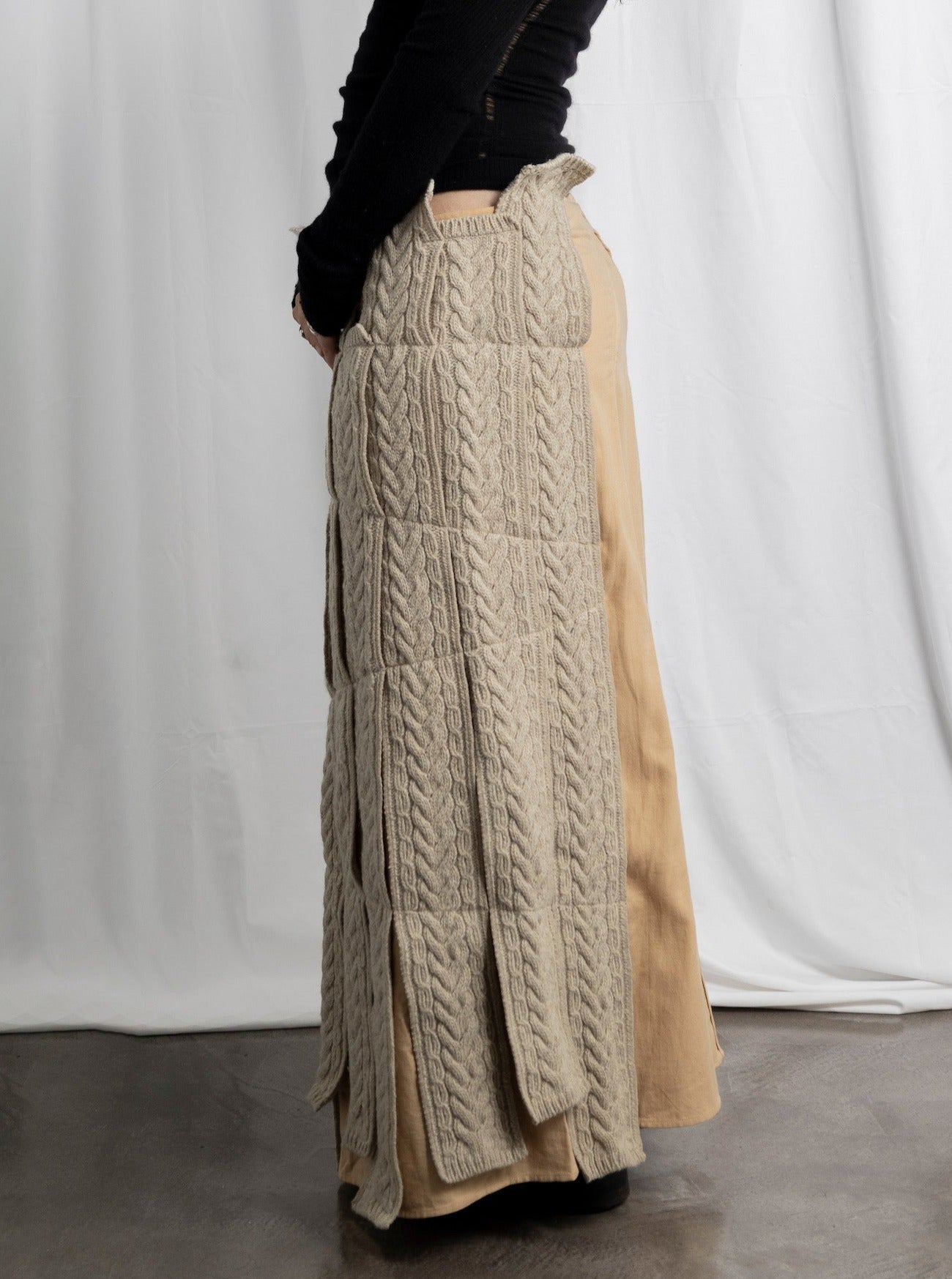 ATSURO TAYAMA SKIRT WITH BRAIDED WOOL STRIPS - F/W 1999