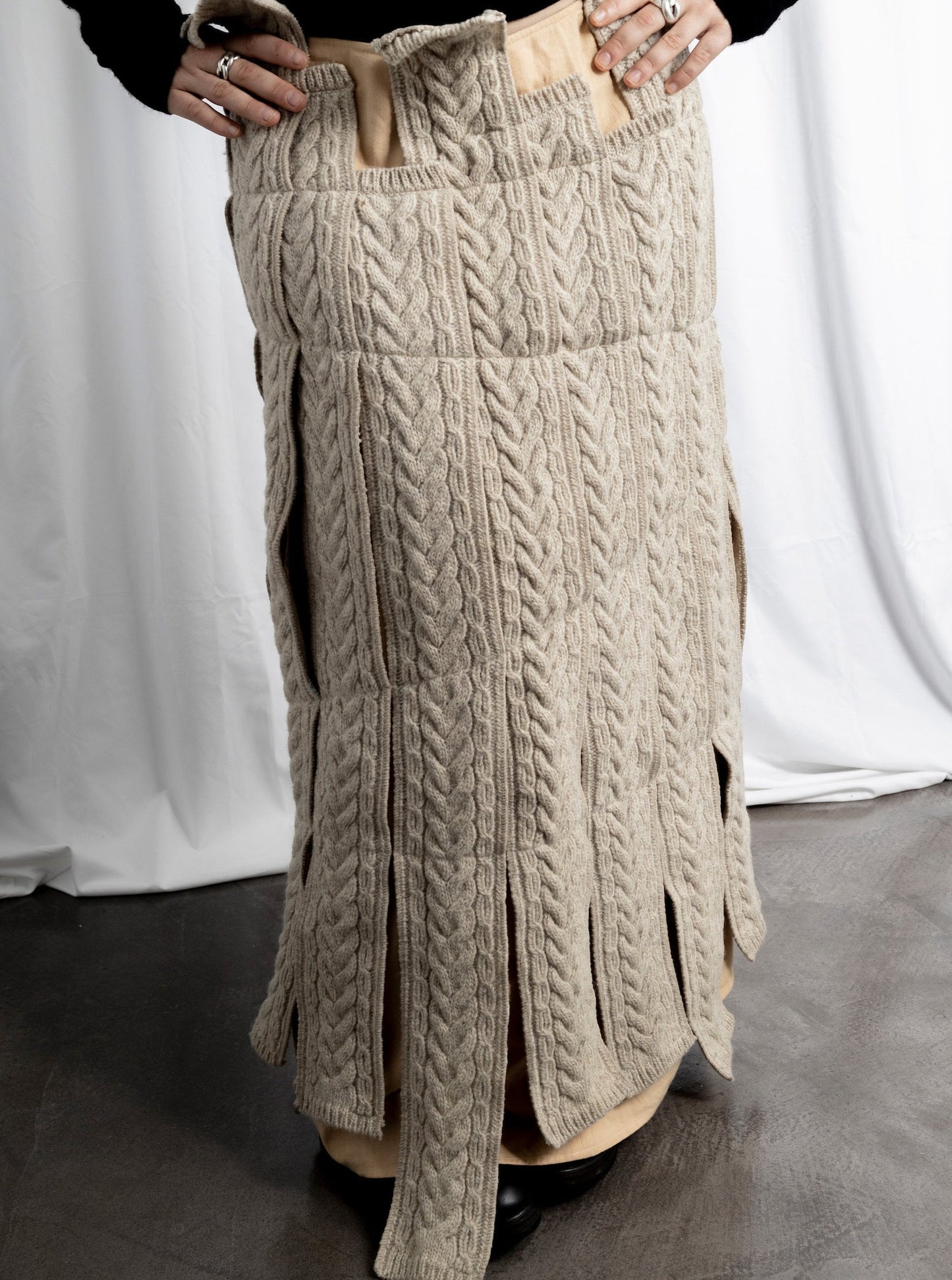 ATSURO TAYAMA SKIRT WITH BRAIDED WOOL STRIPS - F/W 1999