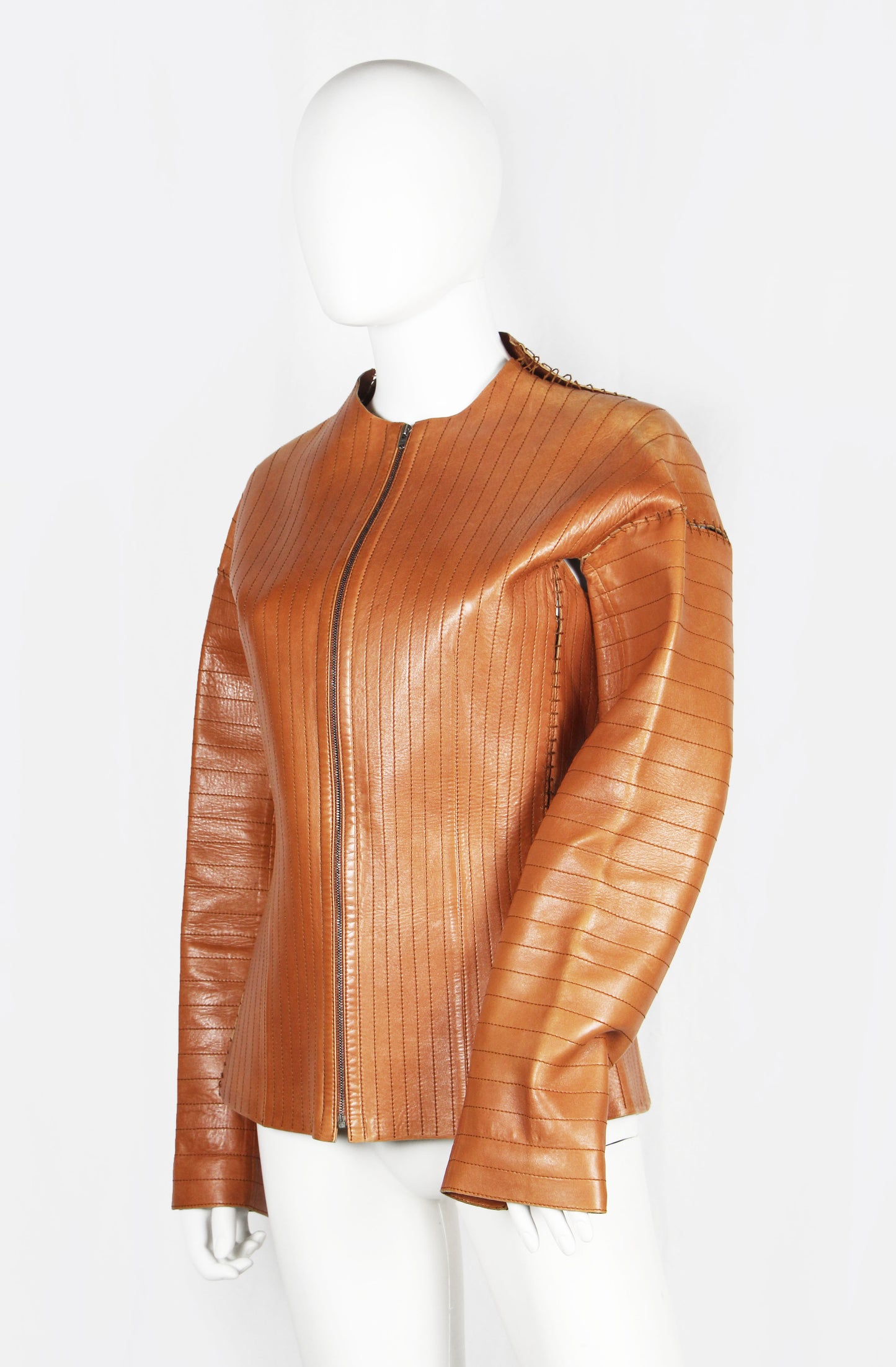 LANVIN ORANGE LEATHER JACKET - F/W 2002