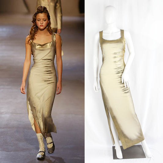 ISSEY MIYAKE GOLD JERSEY DRESS - F/W 2002