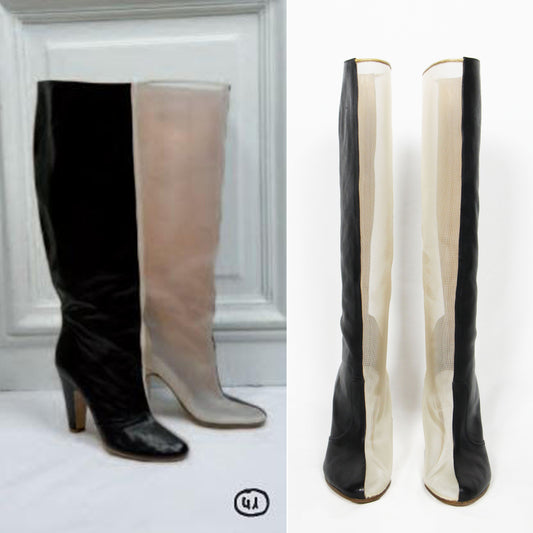 MAISON MARTIN MARGIELA HALF MESH HALF LEATHER BOOTS - S/S 2008