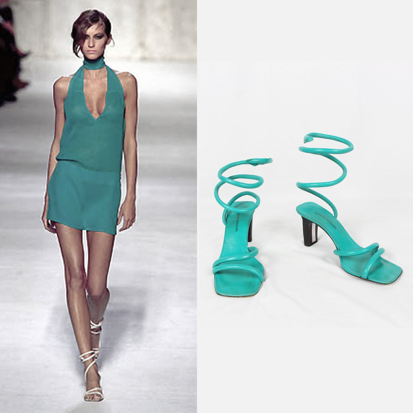 COSTUME NATIONAL TURQUOISE SPIRAL HEELS - S/S 2000