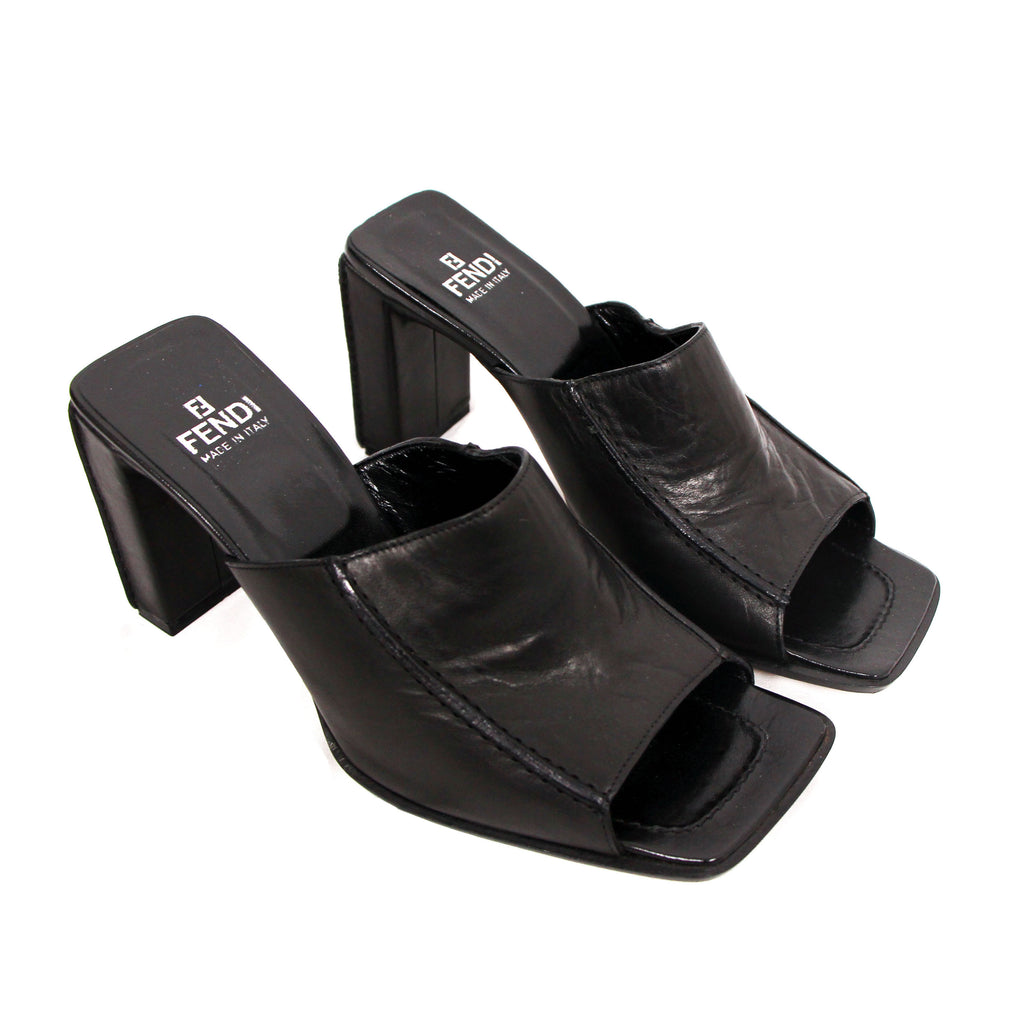 Fendi open square toe mules