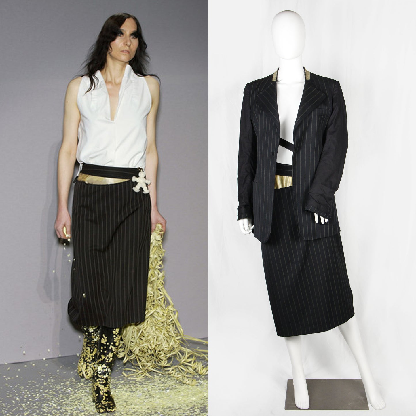 MAISON MARTIN MARGIELA PINSTRIPE SUIT WITH VISIBLE LINING - F/W 2003