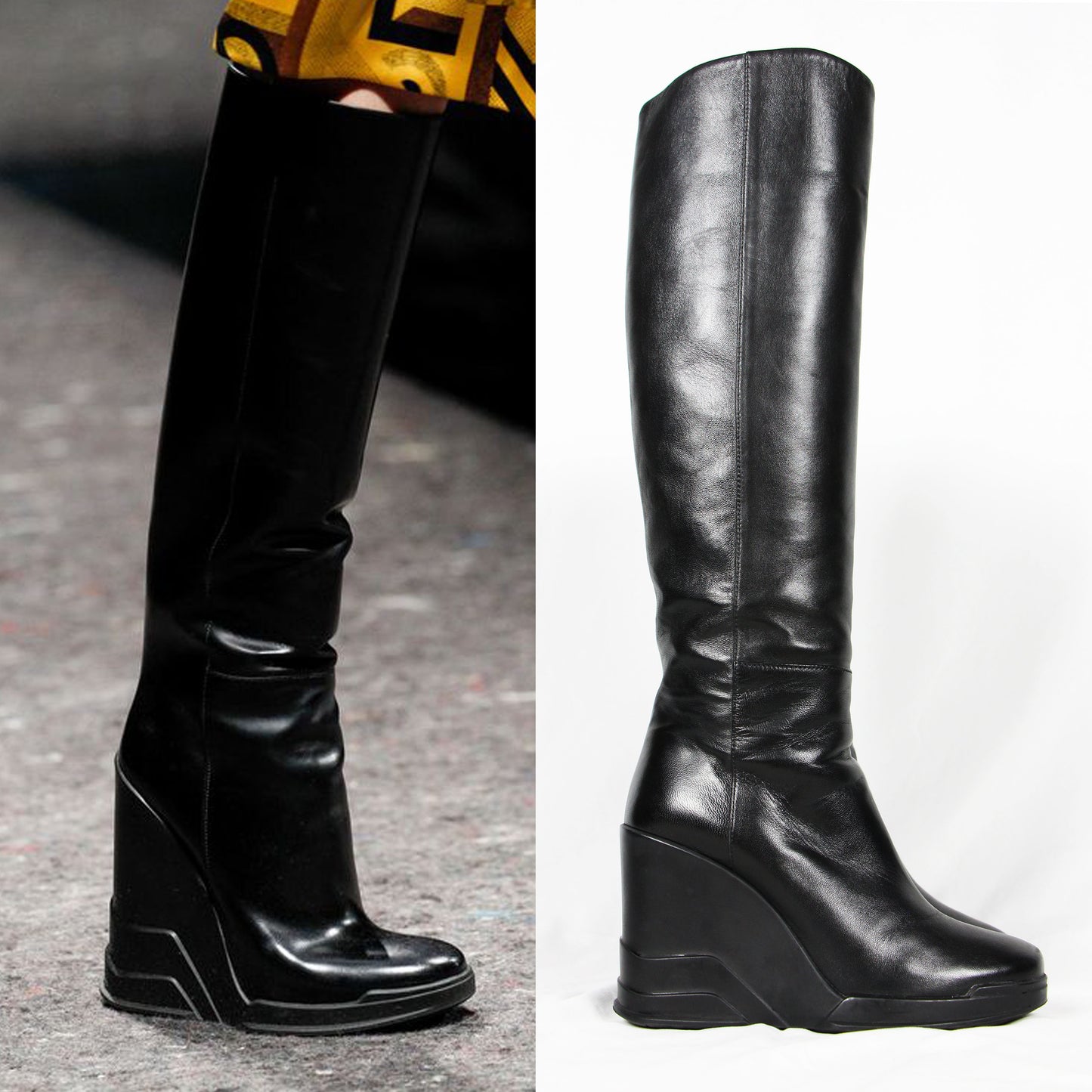 PRADA BLACK WEDGE BOOTS - F/W 2014