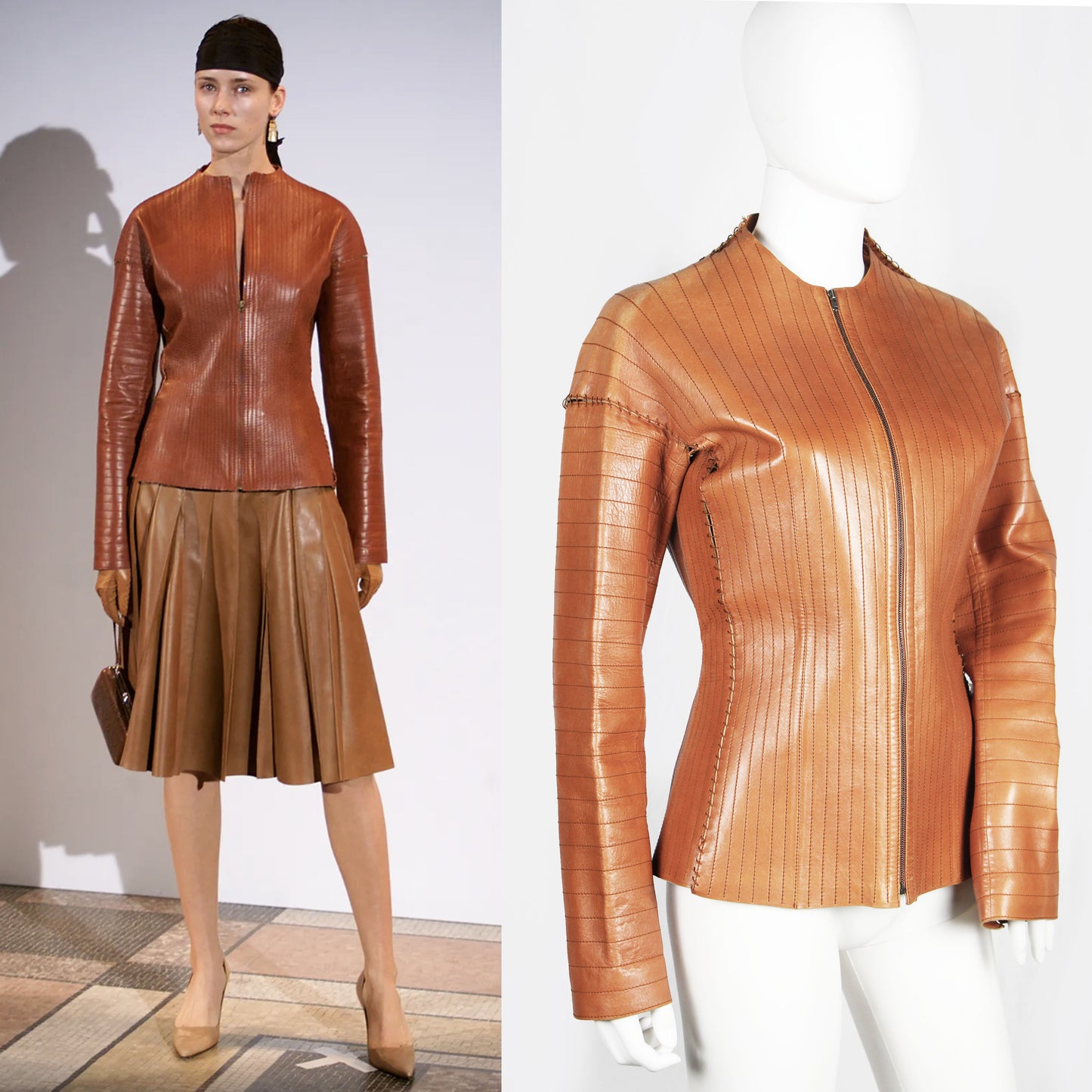 LANVIN ORANGE LEATHER JACKET - F/W 2002