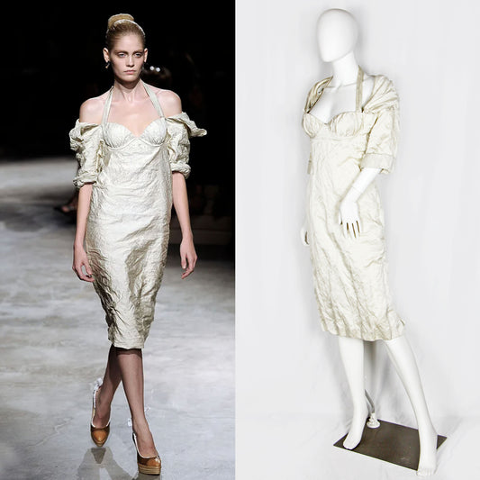 PRADA OFF-WHITE CRINKLED DRESS - S/S 2009