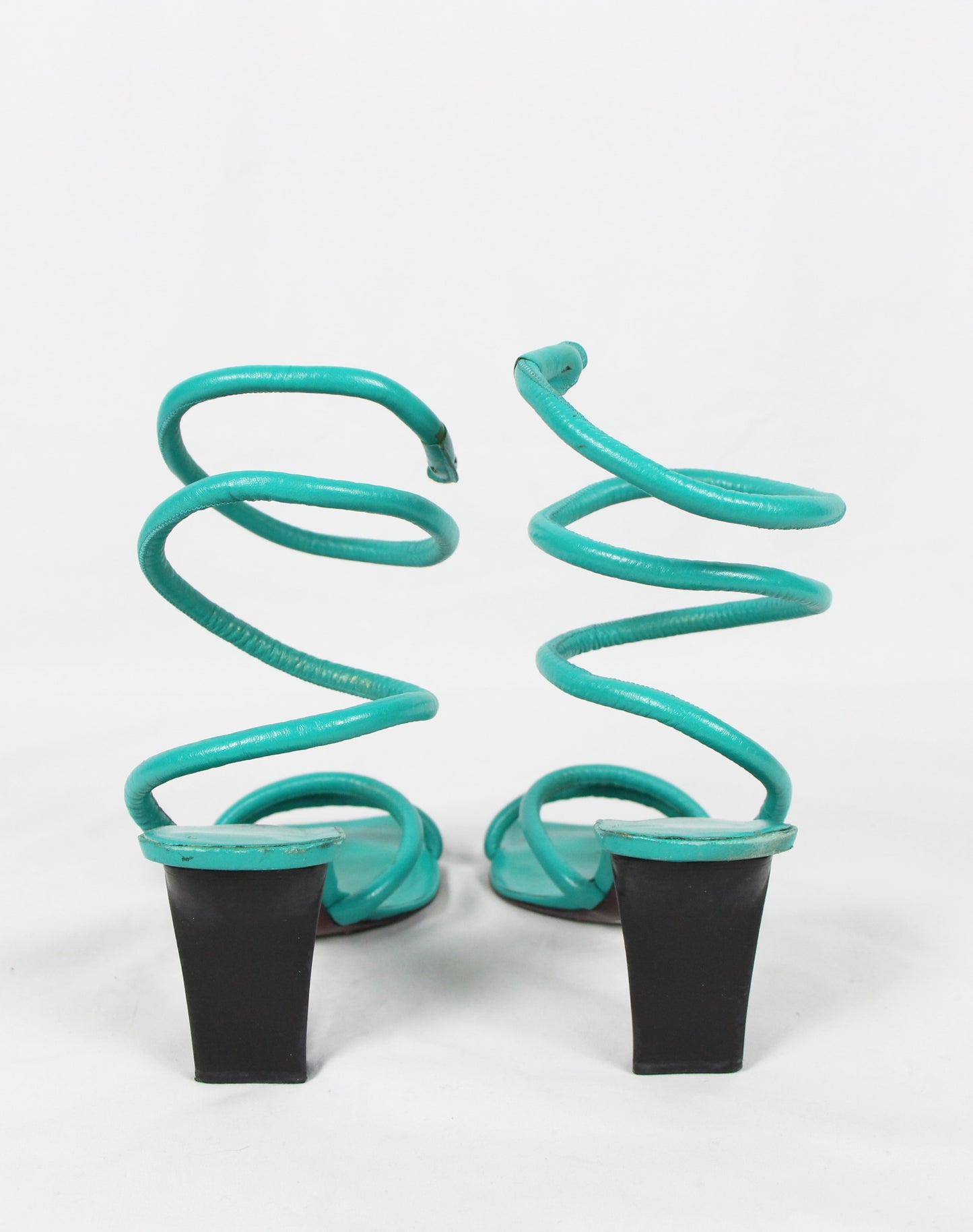 COSTUME NATIONAL TURQUOISE SPIRAL HEELS - S/S 2000