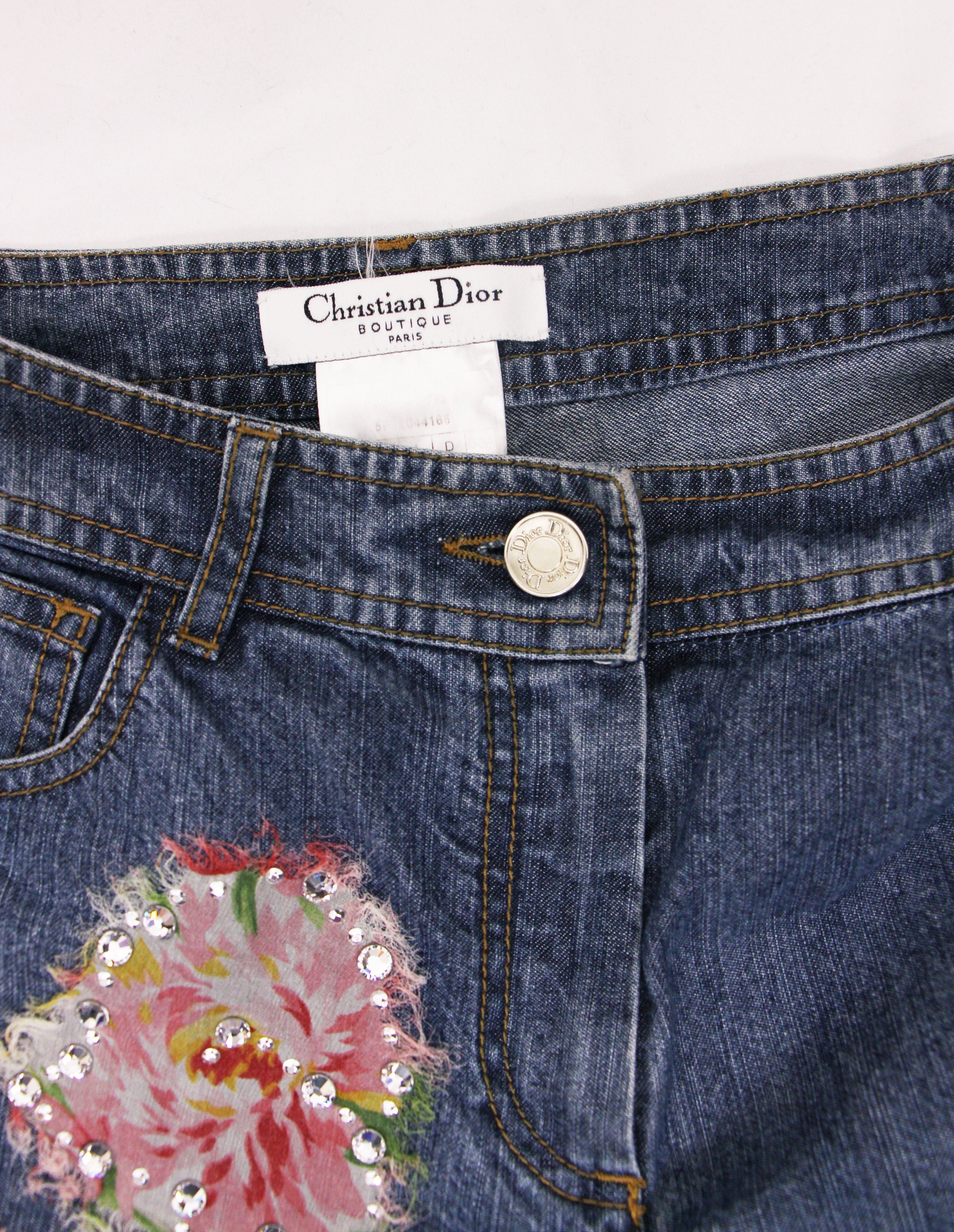 DIOR BY JOHN GALLIANO FLOWER-PATCHED JEANS - S/S 2005