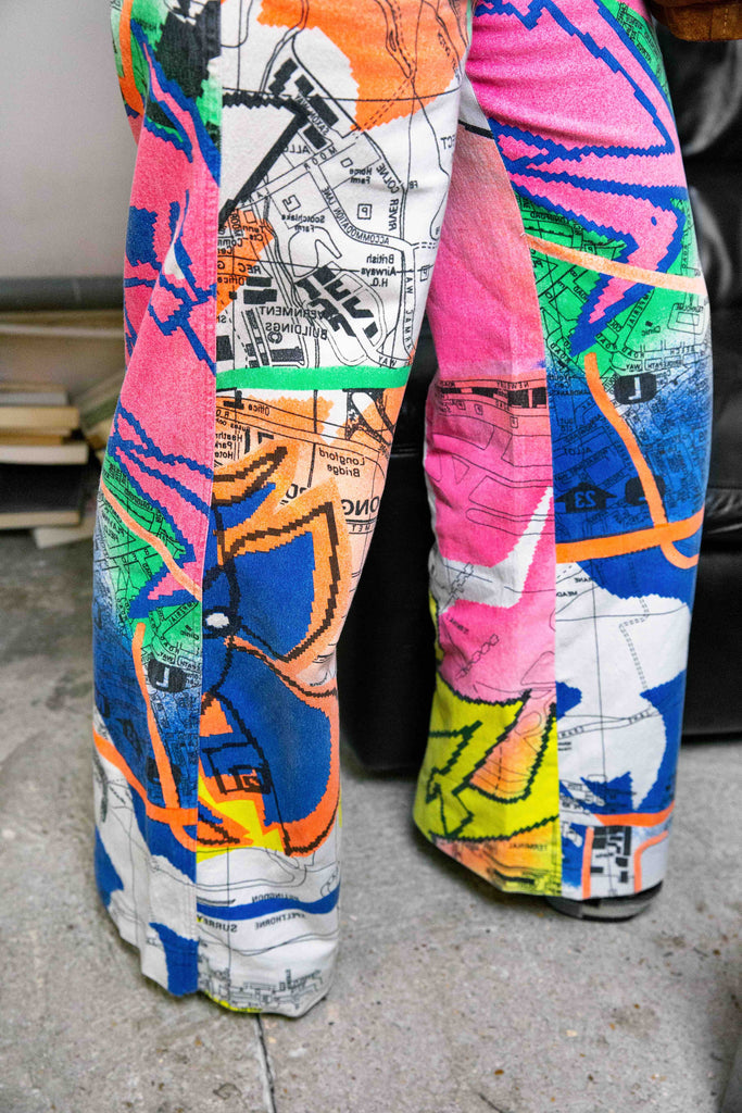 Dior john galliano graffiti pantalon fall 2001 multicolore