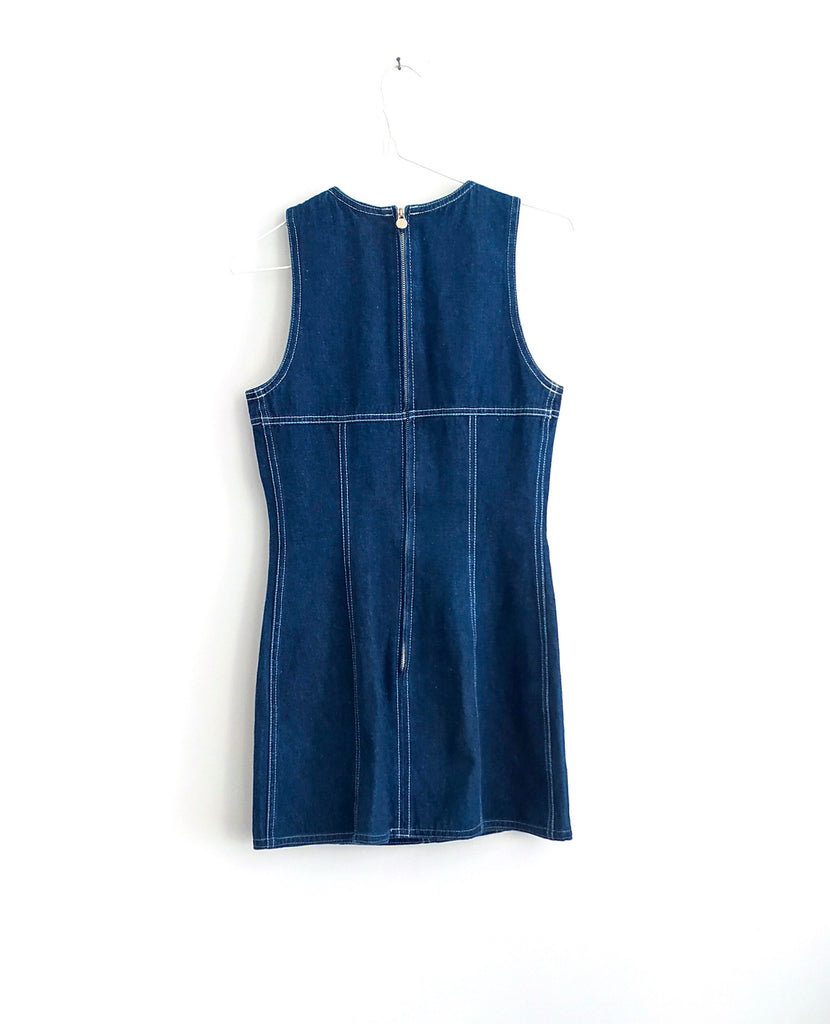 Fendi denim mini dress jean robe logo blanc