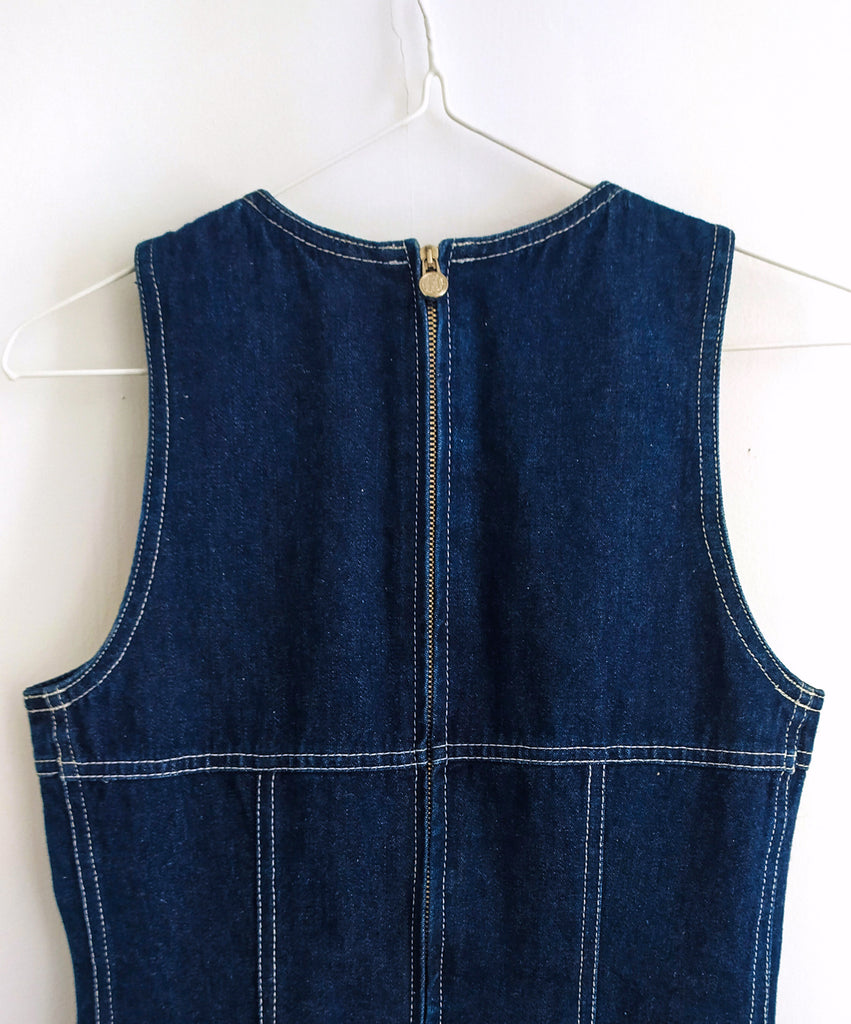 Fendi denim mini dress jean robe logo blanc