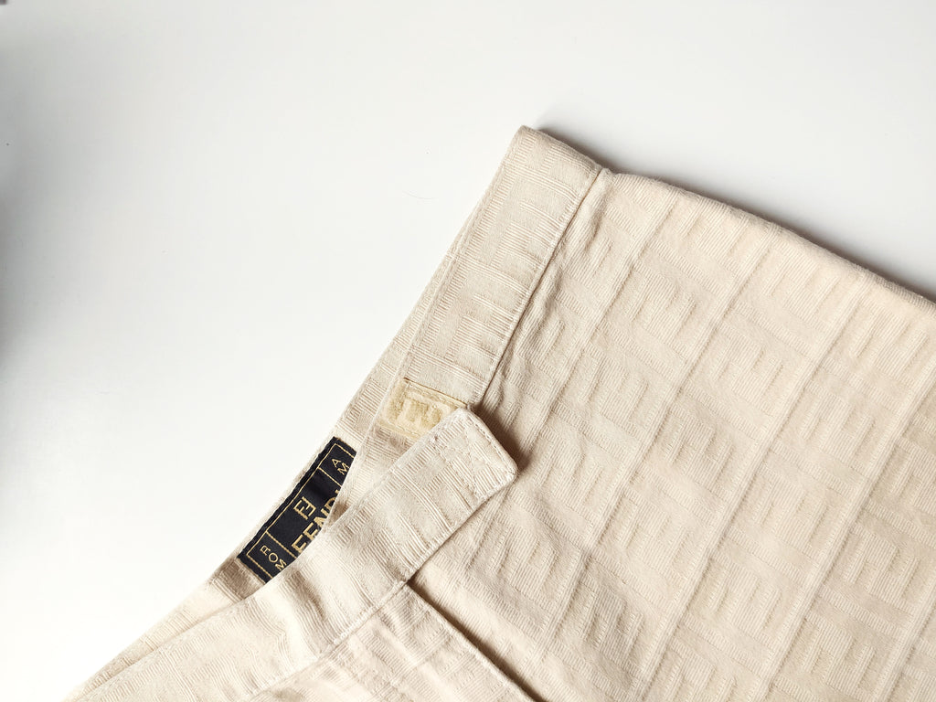 Fendi zucca logo pantalon beige pants high waist