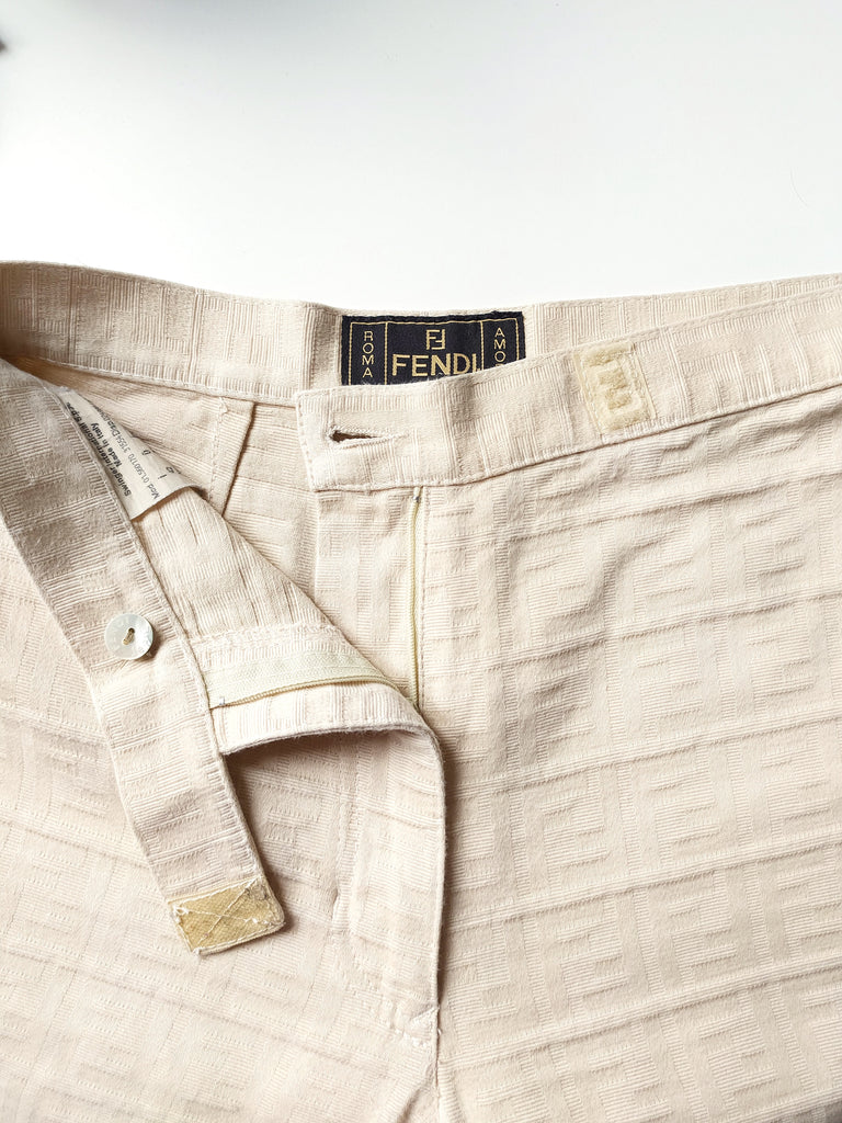 Fendi zucca logo pantalon beige pants high waist