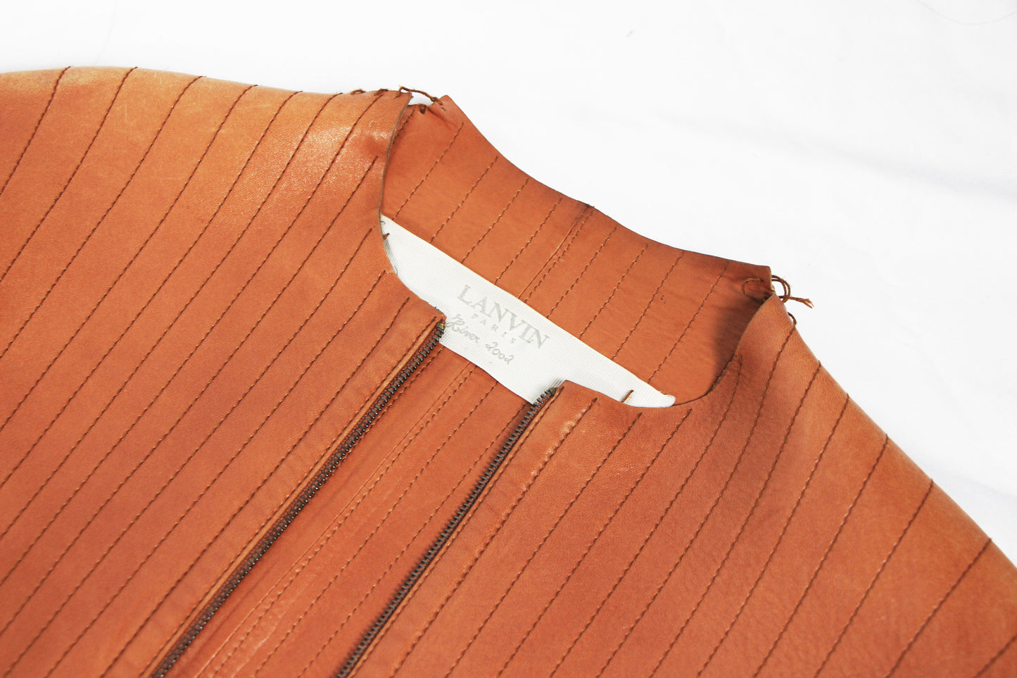 LANVIN ORANGE LEATHER JACKET - F/W 2002