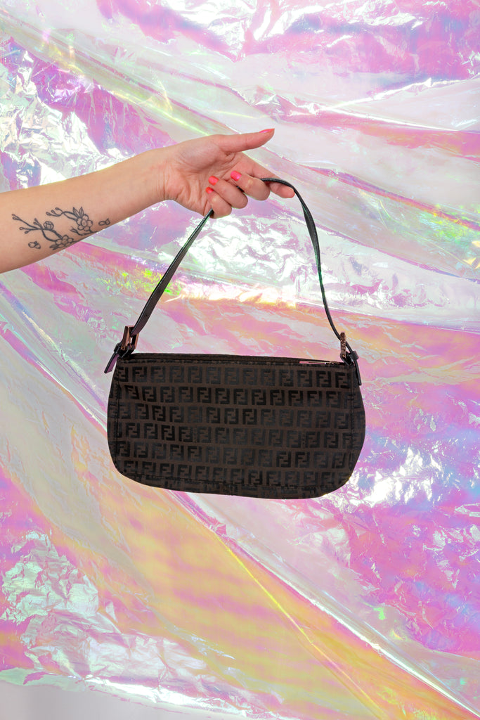 Fendi baguette bag zucca brown black