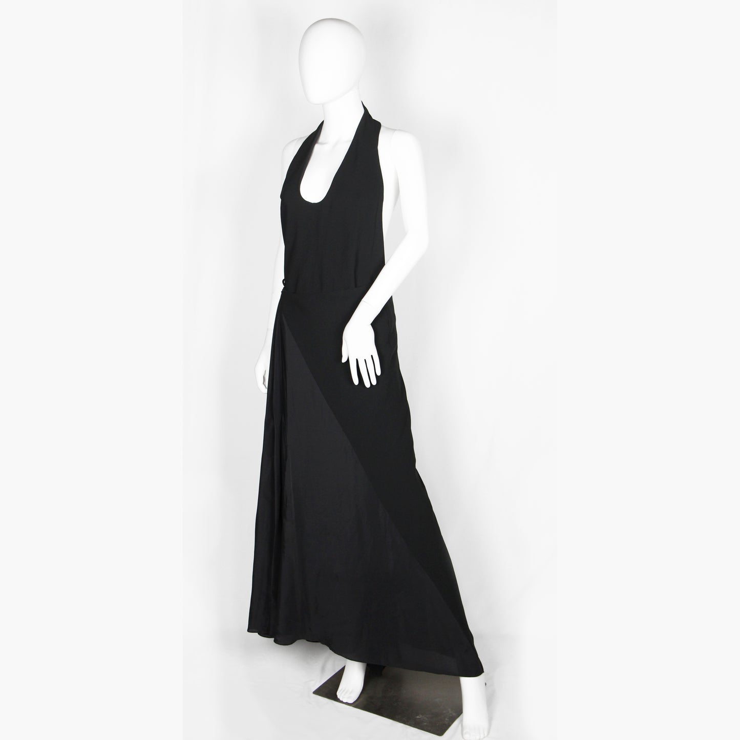 HAIDER ACKERMANN BLACK HALTER WRAP DRESS