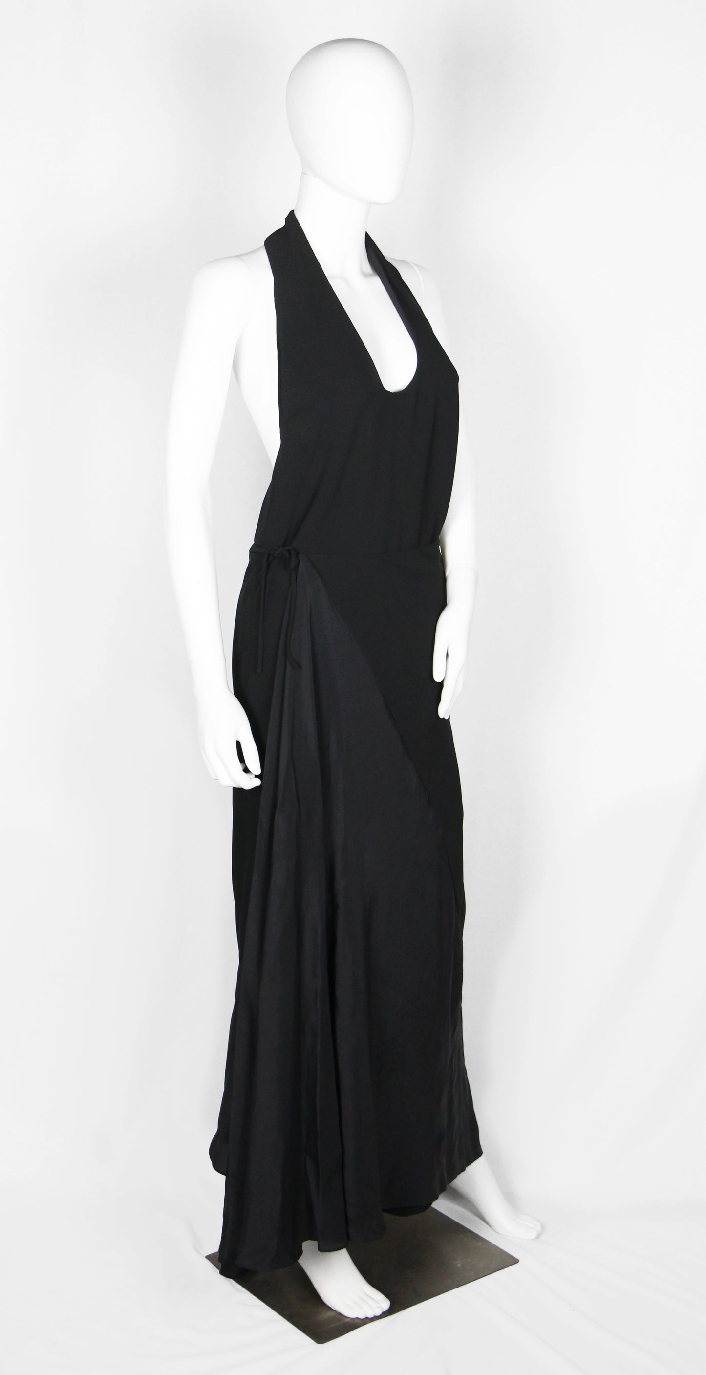 HAIDER ACKERMANN BLACK HALTER WRAP DRESS