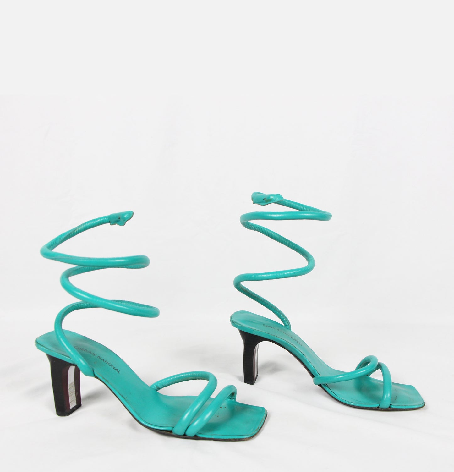COSTUME NATIONAL TURQUOISE SPIRAL HEELS - S/S 2000