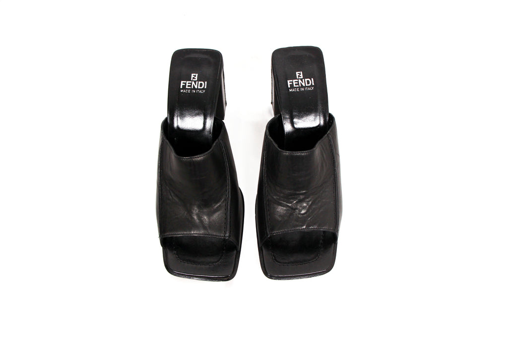 Fendi open square toe mules