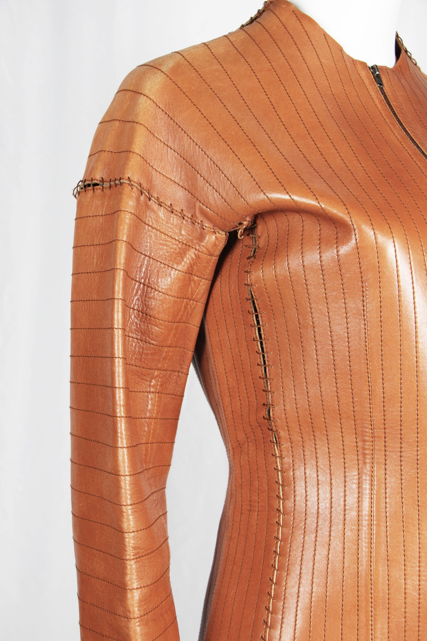 LANVIN ORANGE LEATHER JACKET - F/W 2002