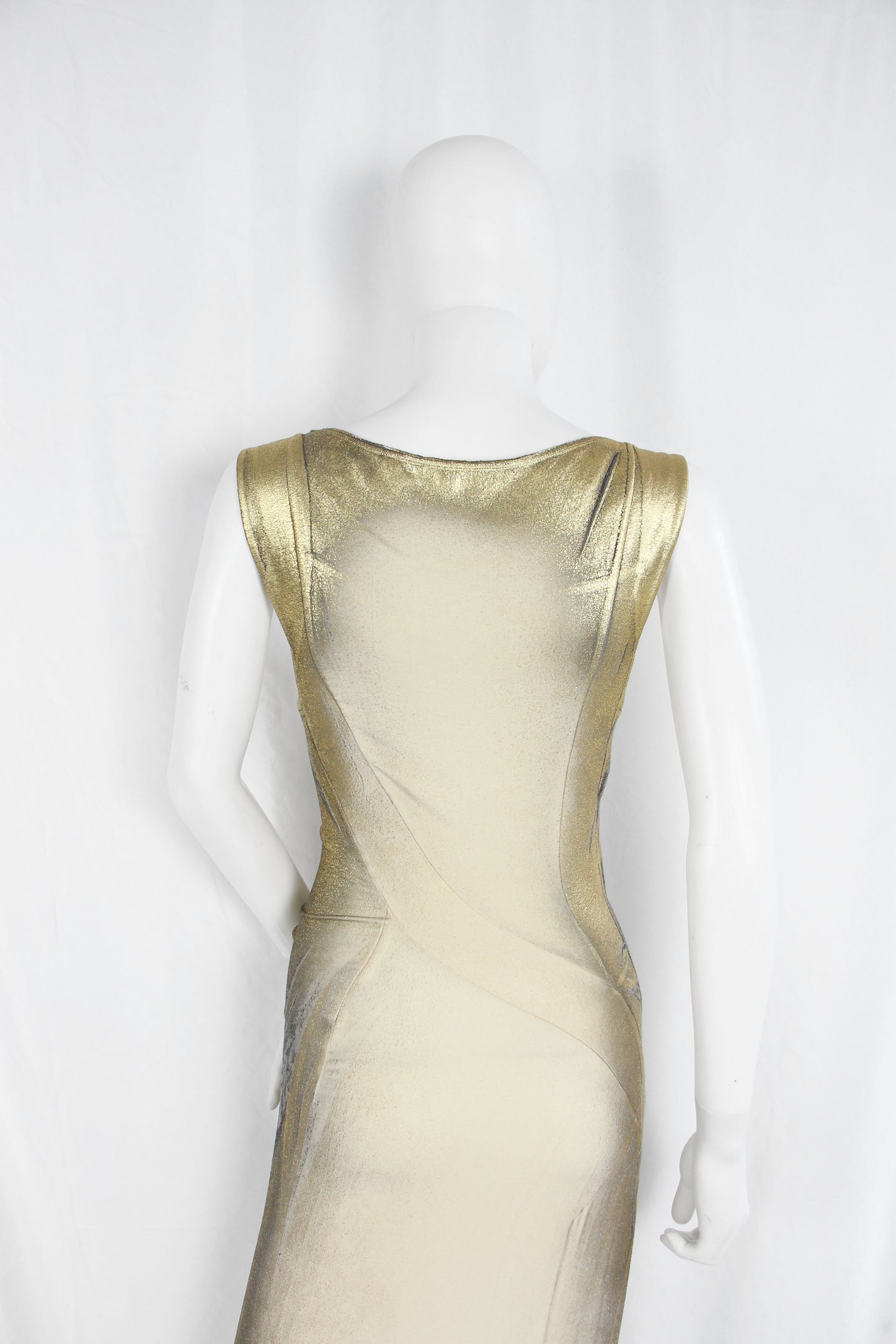 ISSEY MIYAKE GOLD JERSEY DRESS - F/W 2002