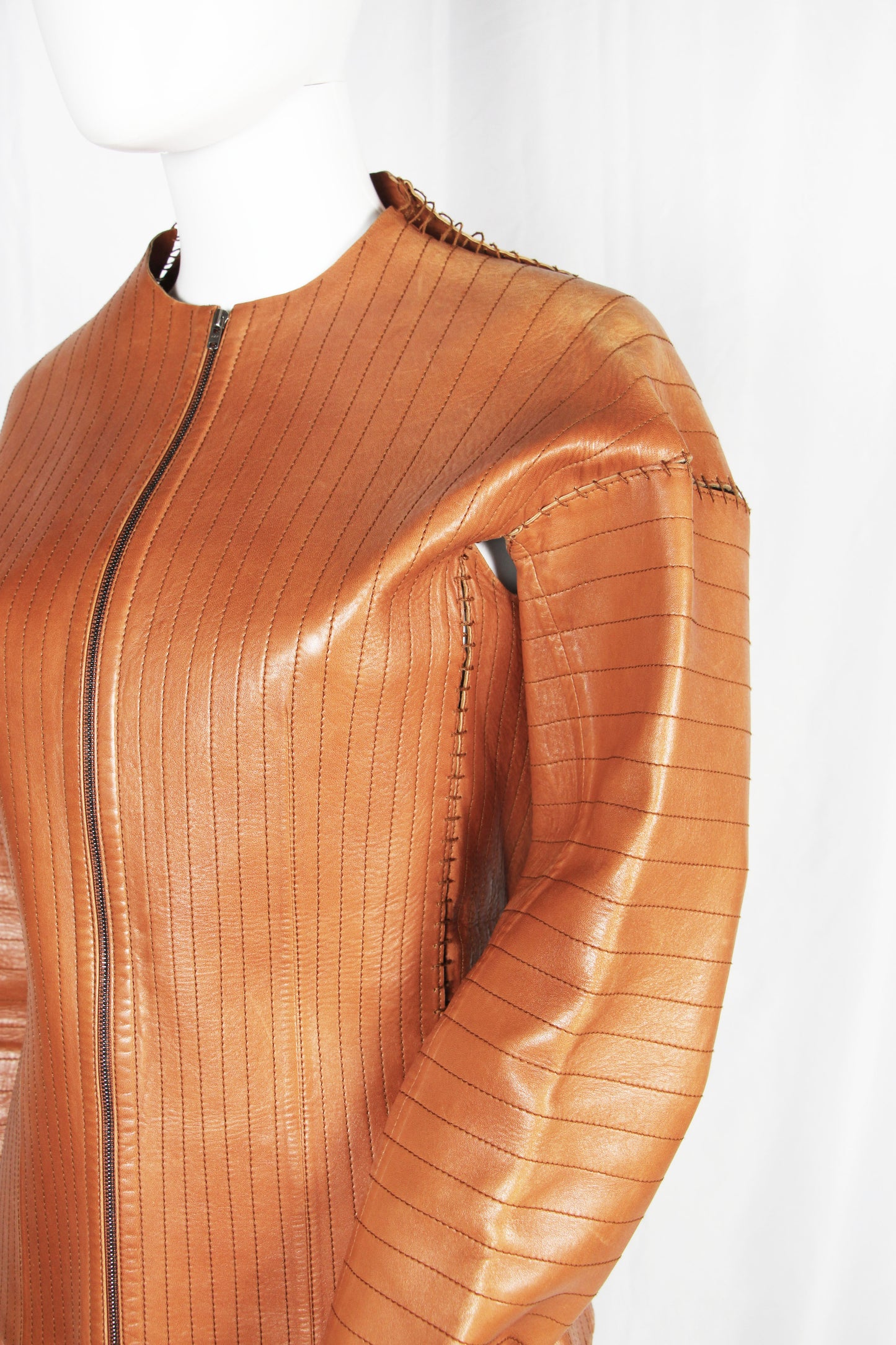 LANVIN ORANGE LEATHER JACKET - F/W 2002